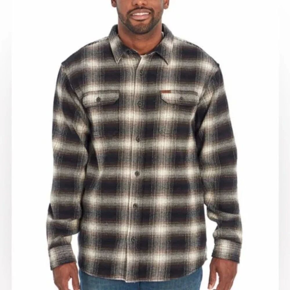Orvis Small S Big Bear Heavyweight Double brushed Flannel Shirt Plaid